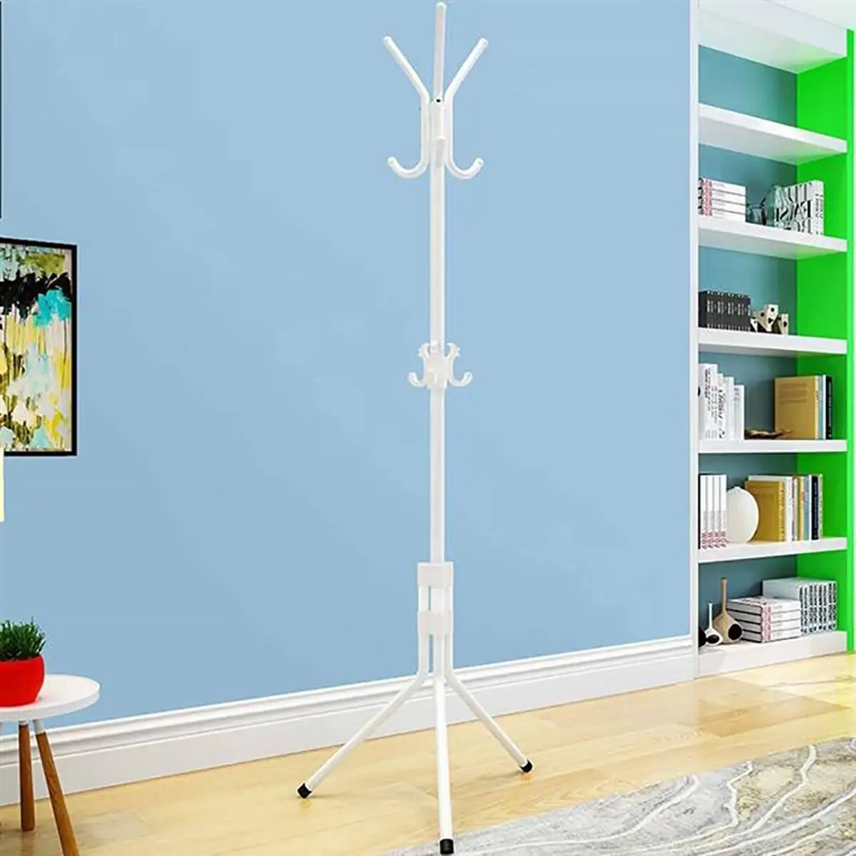 

Floor Standing Coat Rack 176cm 6 Hooks Tube Metal Hangers Assembled Hat Display Clothes Hanger Clothing Organizer Home Bedroom