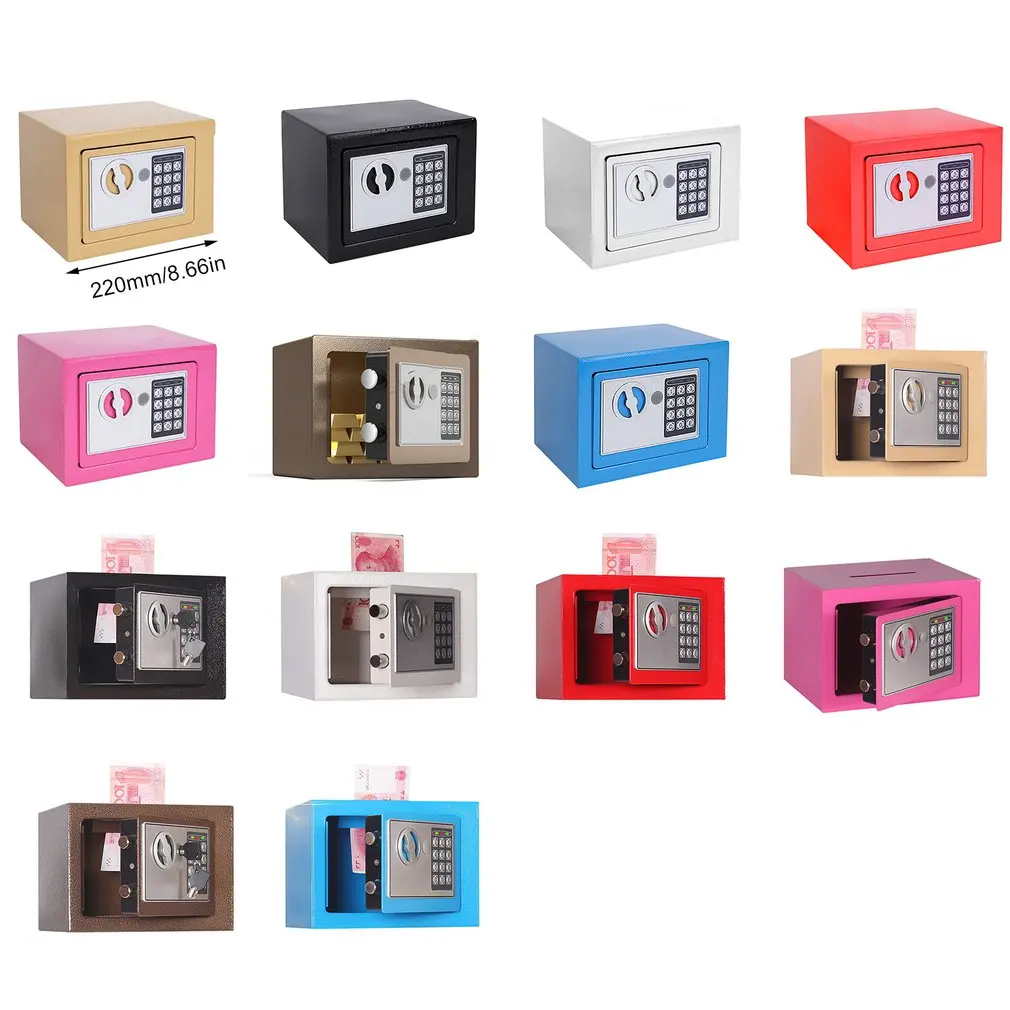 Mini caja de seguridad para el hogar, 17E, caja de seguridad pequeña para pared, mesita de noche, contraseña con cerradura, regalo