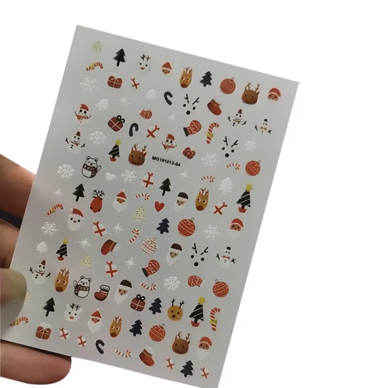 3D наклейки для ногтей искусство стены Рождество Снеговик с изображением белки для ногтей Обертывания Снежинка клей слайдер декоративный для маникюра DIY наконечник инструмент