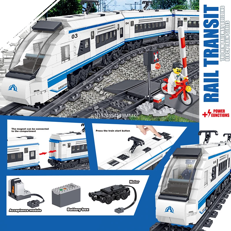 

941pcs Technic Battery Powered Electric City Train Harmony high-speed Rail Building Blocks Brick Gift Toy for Children