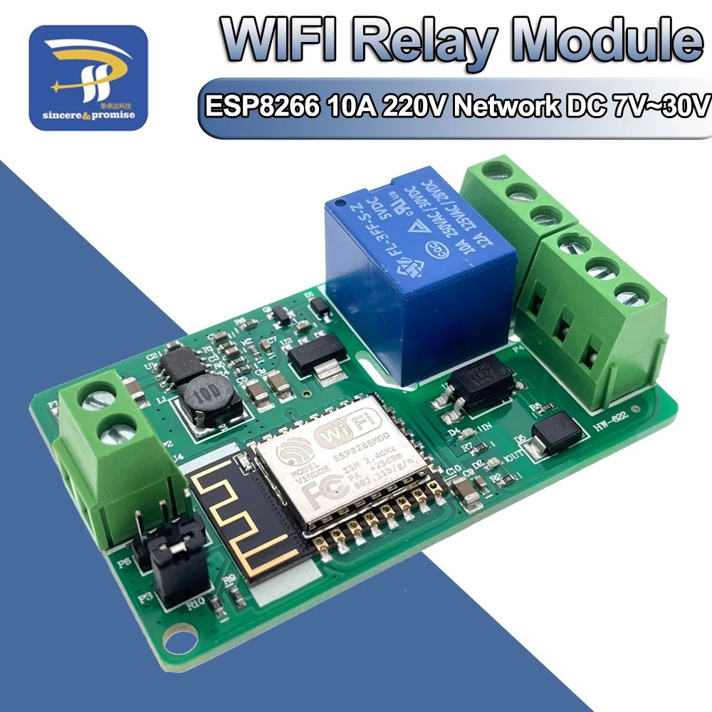 ARCELI ESP8266 220V 10A DC 7-30V Network Relay WiFi Module 