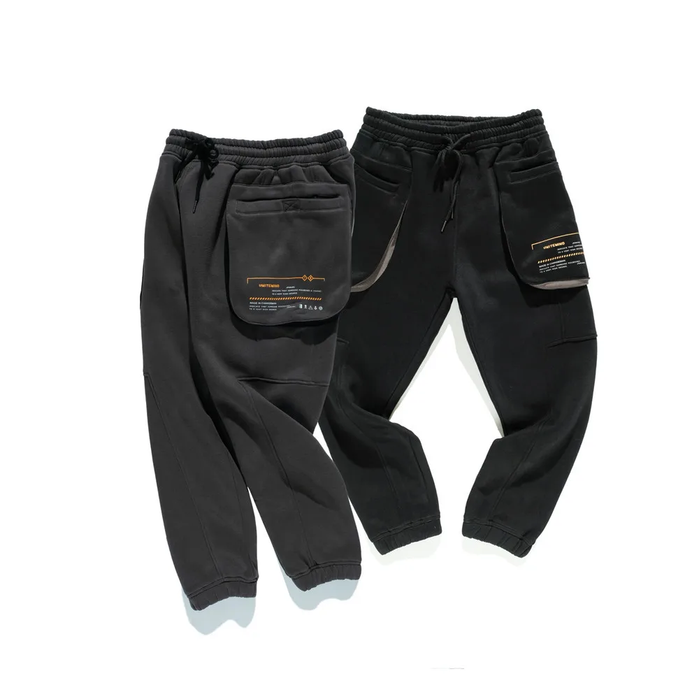 

City Where the Product 2019 Winter New Style Men Multi-pockets Lace-up plus Velvet Casual Pants Outdoor Trousers