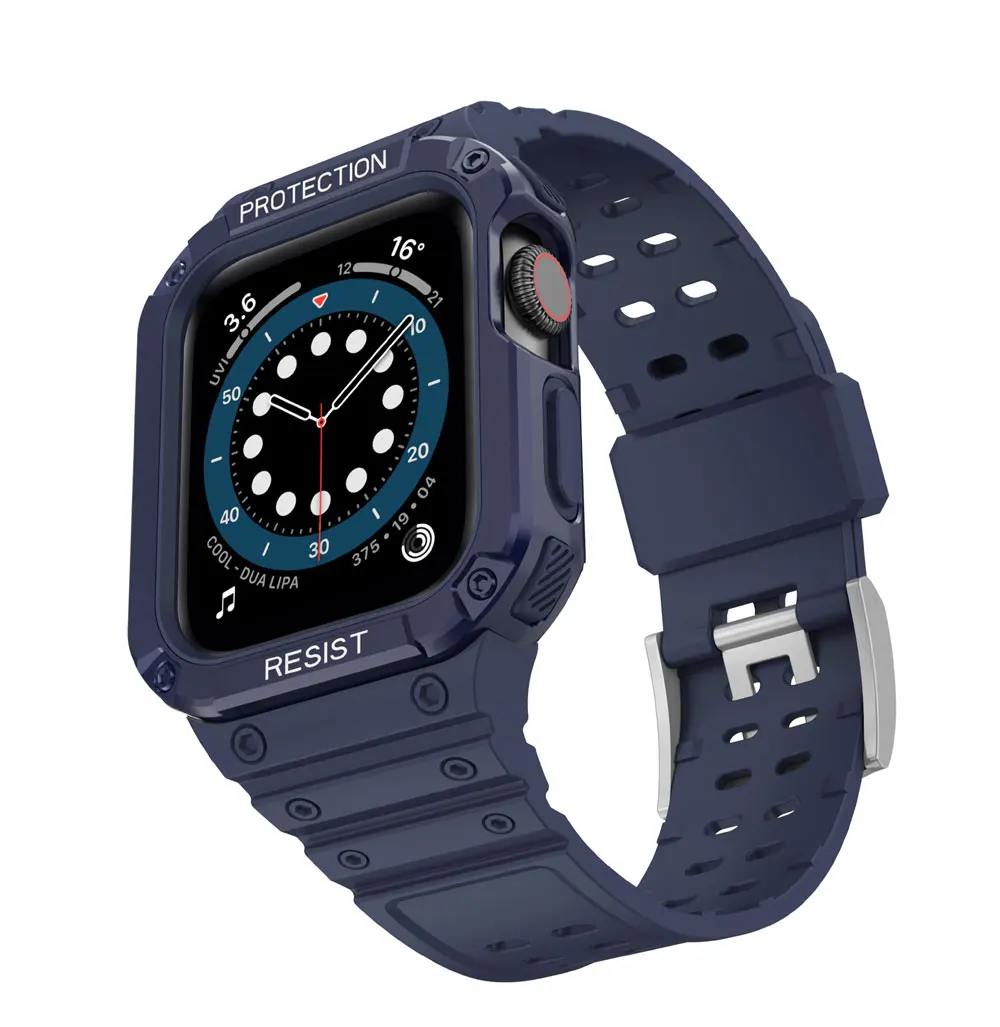 Bracelet en Silicone TPU et coque PC pour Apple watch, 45mm 41mm 44mm 40mm 38mm 42mm, pour iwatch 7 6 5 SE 4 3