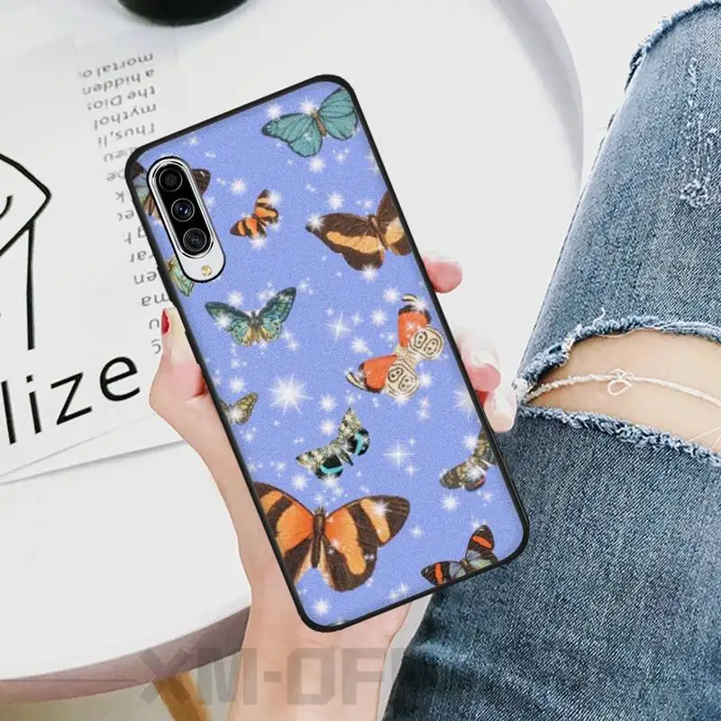 Ivits Блестящая бабочка черный ТПУ мягкий чехол для телефона Samsung A6 6S 6Plus 7 720 750 8 PLUS 9