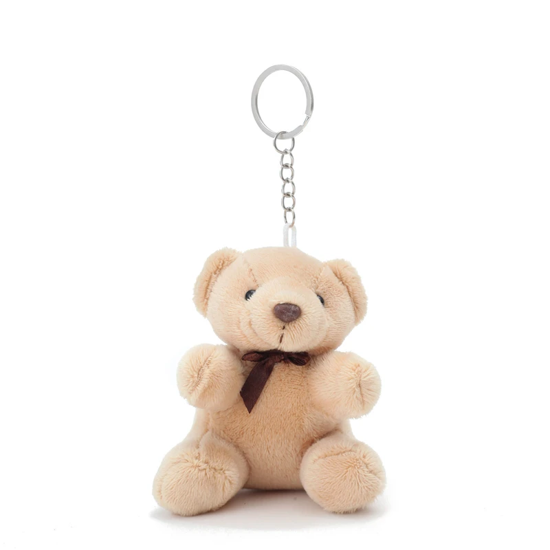 10pcs/lot 10cm 20g Mini Teddy Plush Keychain And Pendant Light Brown
