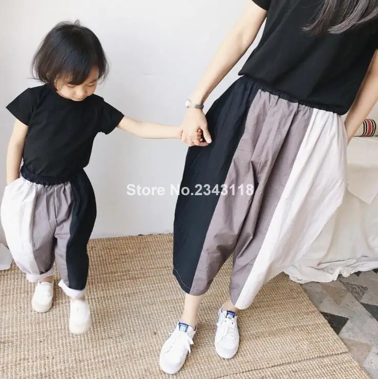 

Japanese Style Spring Baby Boys Girls Fashion Spliced Bloomers 2019 Loose Casual Harem Pants Mom And Me Knickerbockers