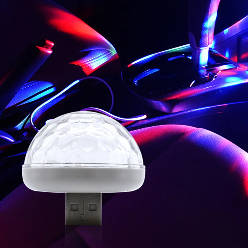 Disco Ball Party Stage Projector Lights Mini Led Voice Activated USB Crystal Magic Ball Flash DJ Lights for Home KTV Bar Car