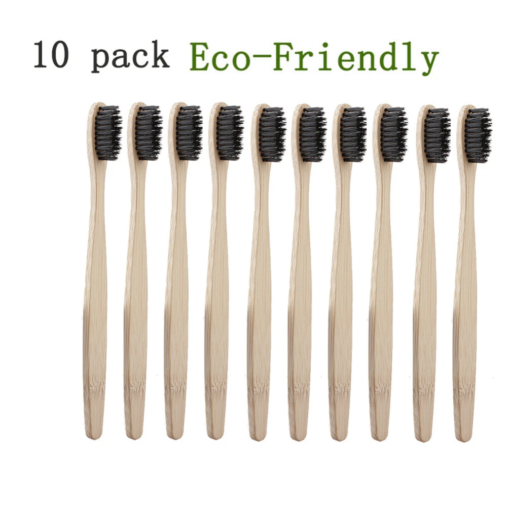 

10pcs/lot Toothbrush Rainbow Natural Pure Bamboo Soft Fibre Toothbrush Charcoal Teeth Brush Solid Wooden Handle Toothbrushes