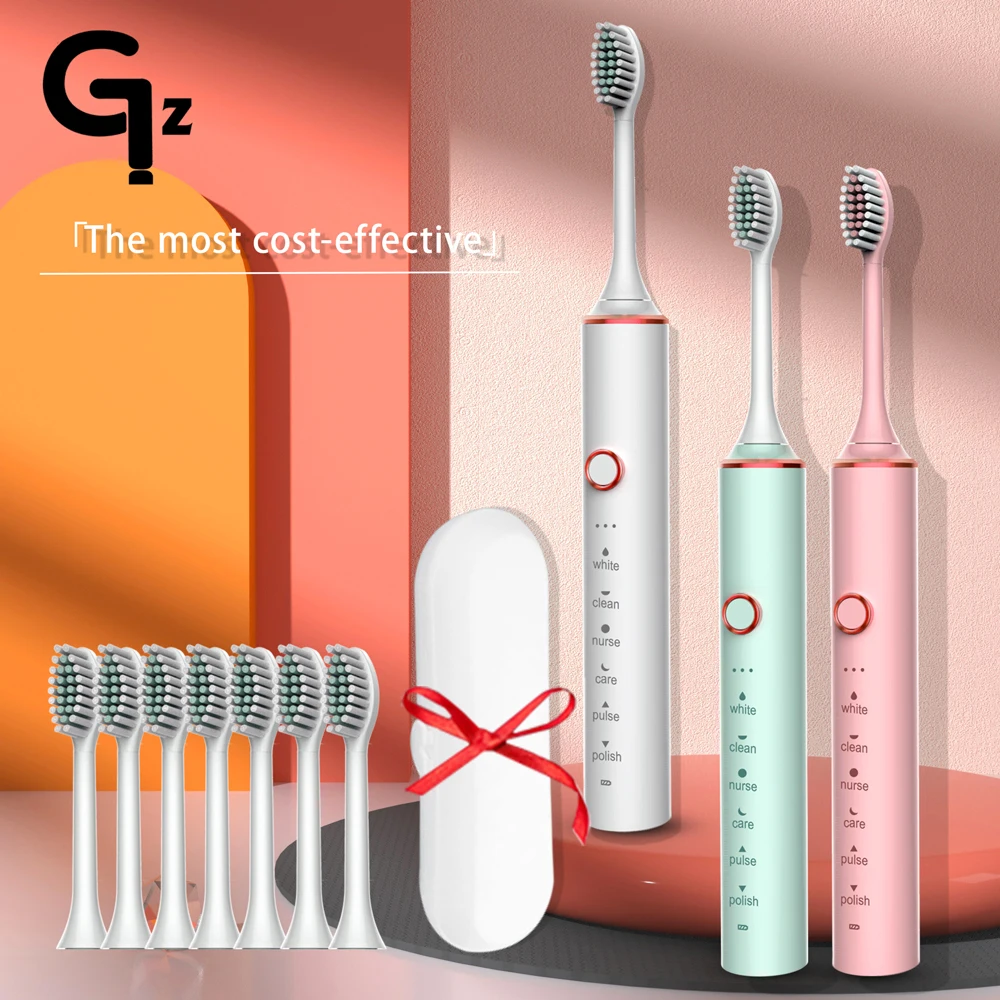 GeZhou Electric Toothbrush Rechargeable IPX7 Waterproof Sonic Toothbrush for children 18 Mode Travel Toothbrush 16 Brush Heads