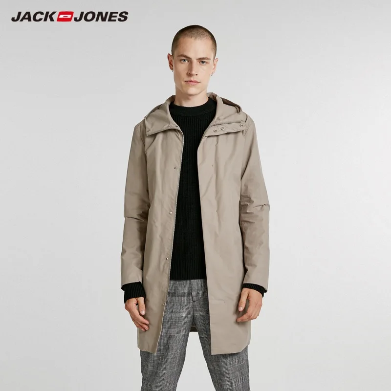 JackJones осеннее мужское бизнес пальто с капюшоном Повседневная куртка длинное пальто 218321553 - Цвет: MOUNTAIN ROCK