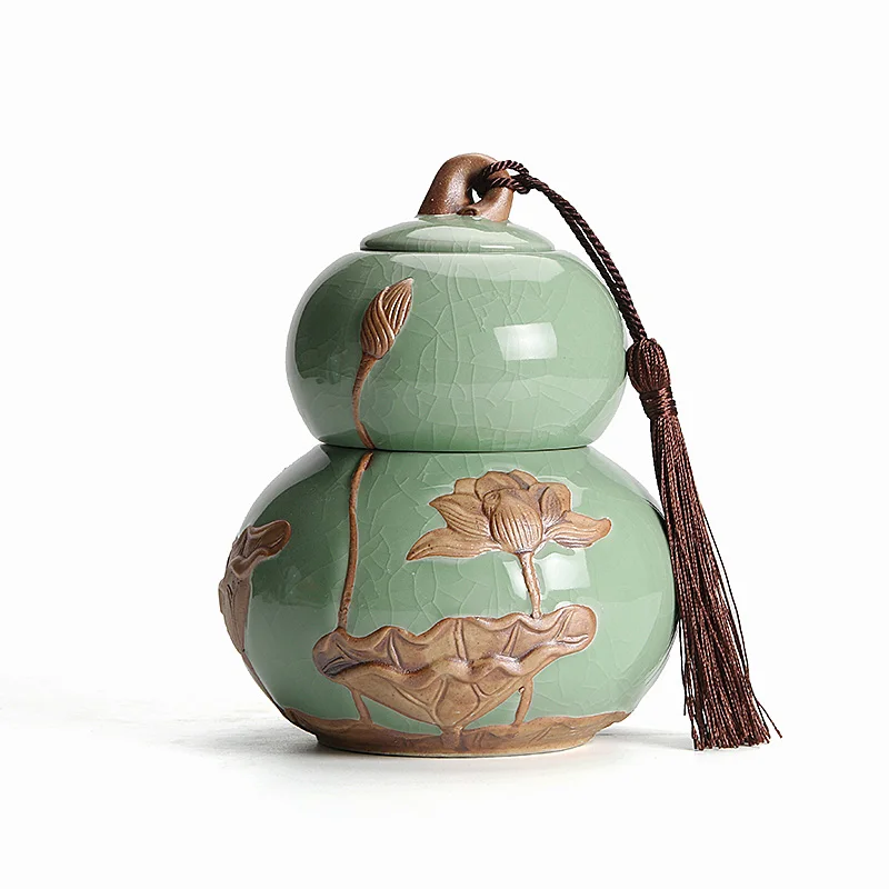 Green(Small size) TANGPIN керамические чайные добавки тыква фарфоровые банки для хранения чайной заварки Китайский кунг-фу чай аксессуары для хранения чая или еды - Цвет: Green(Small size)