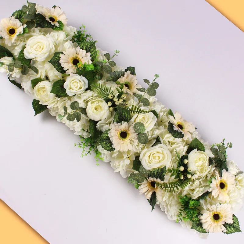 100 см Искусственный ряд цветов Свадебный цветок настенный Шелковый DIY Пион Роза сценическое Украшение Свадебный Железный арочный фон