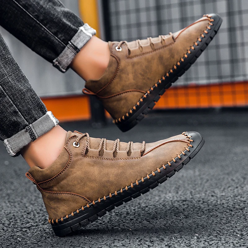 SMS Men's Hiking Shoes Durable Waterproof Anti-Slip Outdoor Climbing Trekking Shoes Zapatos Hombre Warm Snow Boots Plus Size