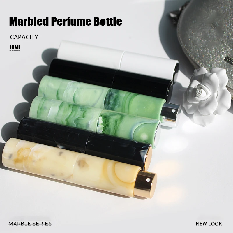 

10ML Perfume Atomizer Glass Spray Bottle Marbling Art Mini Portable Perfume Travel Atomizer Rotation Cosmetics Tool Bottle Gold