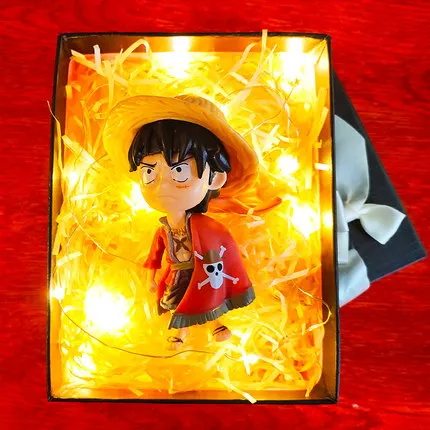 [New] Japan Anime One Piece Monkey D Luffy Q style figure model Action Figure Lighting Room decoration toys baby kids best gift | Игрушки и