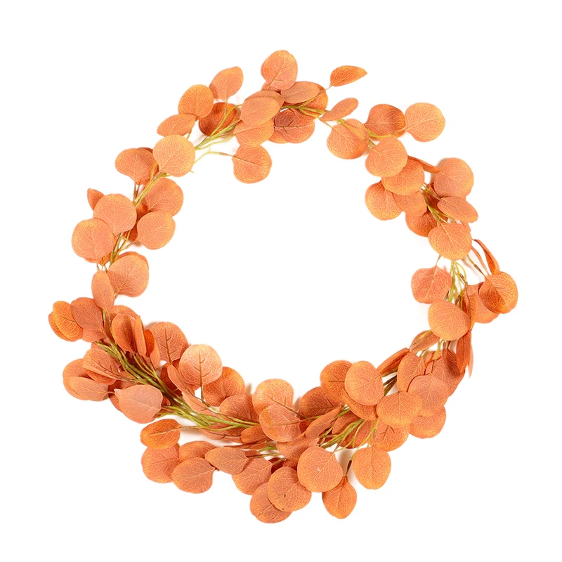 SZS Hot 2Pcs Rust Red/Grape Purple Artificial Greenery Garland Faux Silk Eucalyptus Vines Wreath Garden Wedding Decor