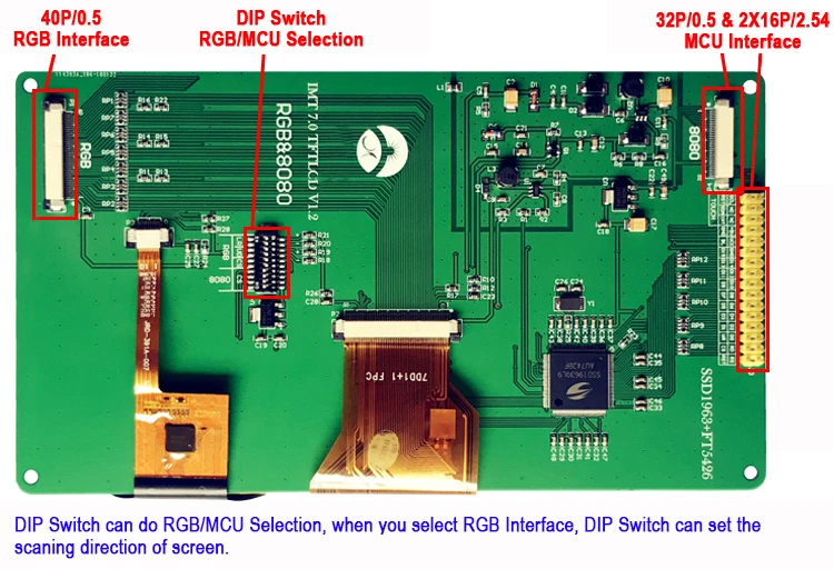 7," 7" дюймов 800*480 SSD1963 TFT ЖК-модуль дисплей экран монитор с емкостной сенсорной панелью MCU/RGB интерфейс