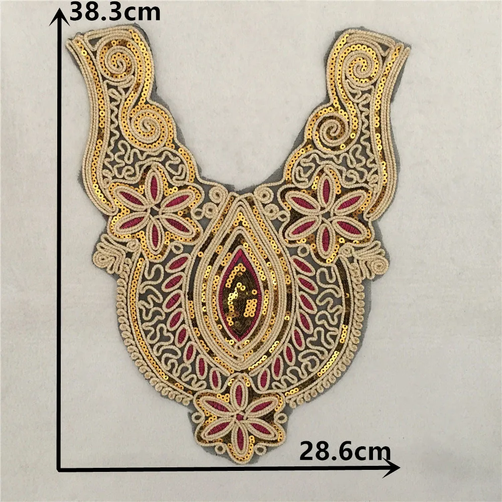 Fashion Lace Collar DIY Lace Fabric Embroidered Sequin Collar Decoration Clothes Neckline Sewing Accessories
