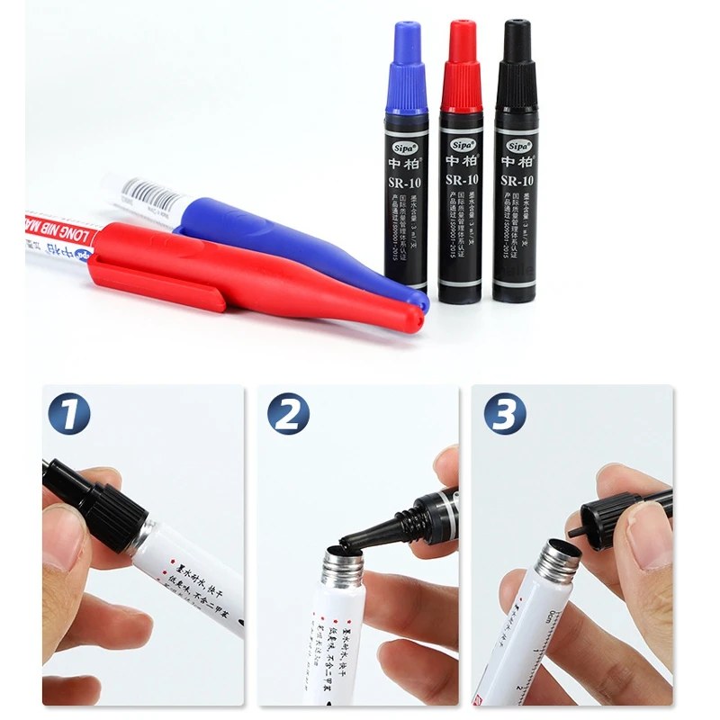 long nib markers paint marker pen markers pen permanent markers marker pens paint pen art marker pen art markers Haile Can add ink 20/30mm Deep Drill Hole Marker Long Nib Set Water proof Decoration Construction Woodworking Paint Markers Pens