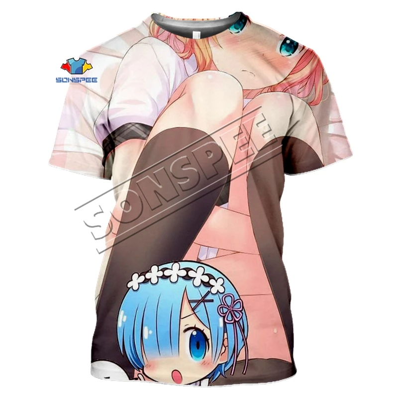 

Casual fashion 3D Print Women Men Anime Re:zero Rem Ram Cute GIrl Tshirt Summer T-shirt Hip Hop Pullover Harajuku Short Sleeve