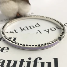 925 пробы, серебряный, классический, фиолетовый, Сияющие сердца, браслет, женский кулон, модный, сделай сам, ювелирное изделие