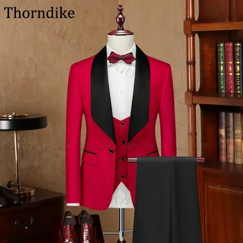

Thorndike Men's Pants+Suit Jacket+Suit Vest Shawl Lapel Party Tuxedos Custom Made Formal Wedding Dress Suit Men Casual Prom Suit