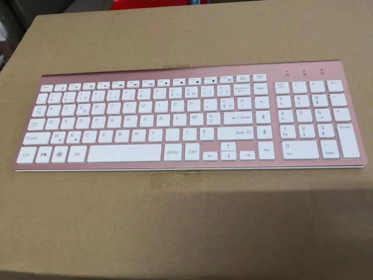 Teclado sem Fio Teclado para Computador Francês Rosa Interface Ergonômico Computador Mudo Azerty Portátil tv Usb - Imagem 4