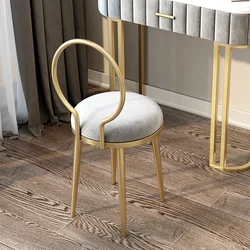 Silla con bombilla de luz de hadas, taburete redondo pequeño, silla con respaldo de hierro forjado, tocador, silla de maquillaje para el hogar, taburete para sofá