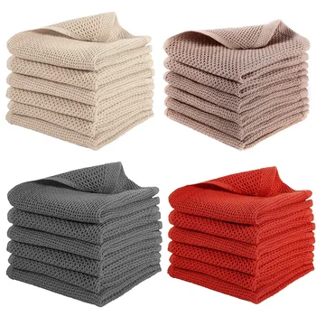 

6Pack 100% Cotton Waffle Weave Kitchen Dish Cloths, Ultra Soft Absorbent Quick Drying Dish Towels 13Inch X 13Inch