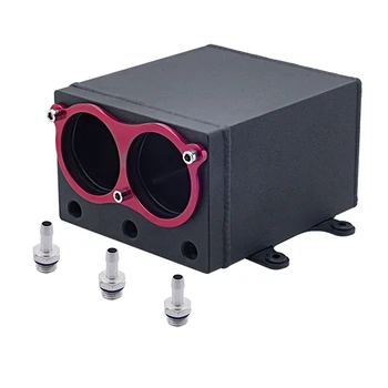 

60mm Dual Port External Fuel Pump Tank Racing Billet Aluminium Fitting Oil Catch Can Fuel Surge Tank