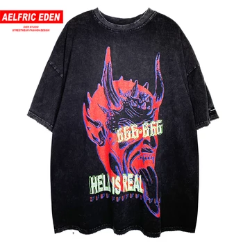 

Aelfric Eden Oversize Hip Hop T Shirt Men 2020 Summer Streetwear Harajuku Devil Print Tshirt Short Sleeve Cotton Casual T-Shirt