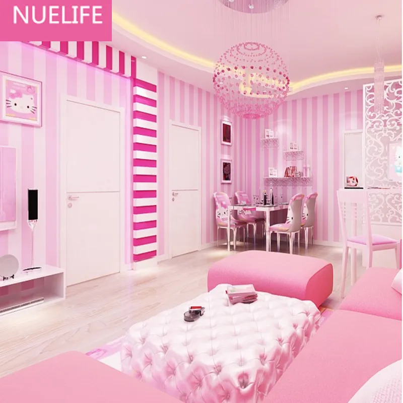 

Pink striped wallpaper living room children's room wedding room bedroom 10 meters bedroom TV background wall paper