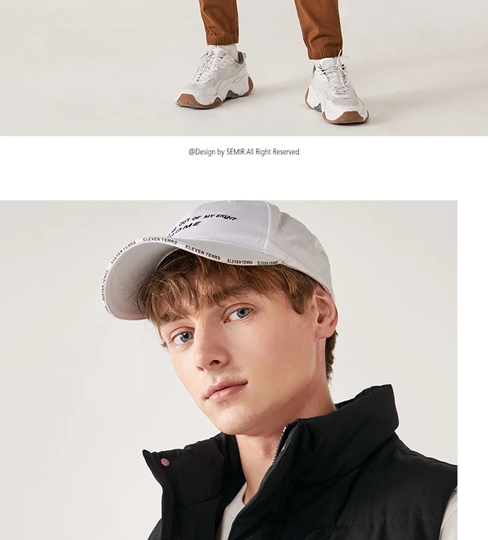 Semir хлопковый жилет мужской молодой осенний и зимний мужской жилет без рукавов теплый короткий параграф воротник куртка Молодежный Черный
