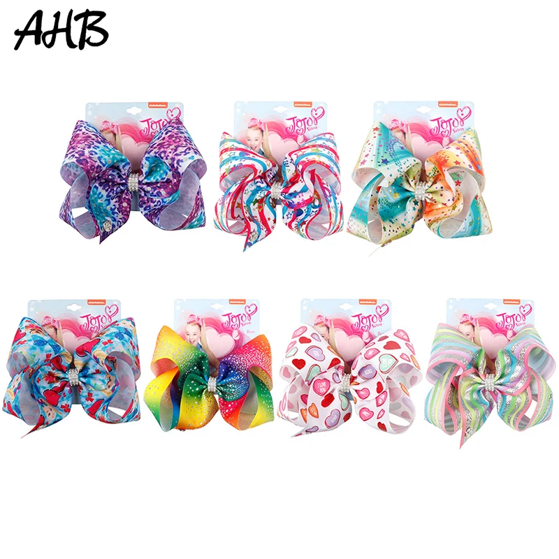 

JoJo Siwa 8 inch Large Hair Bow Clip mixing Printed Knot Ribbon Bow Cheer Dance Party Hair Clip for Girl Hair Accessories