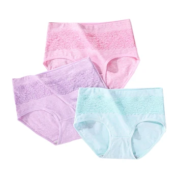 

Chau Lui XL-6XL Big Size High Waist Women's Panties Solid Cotton Briefs Underwear Lady Sexy Lace Seamless Underpants
