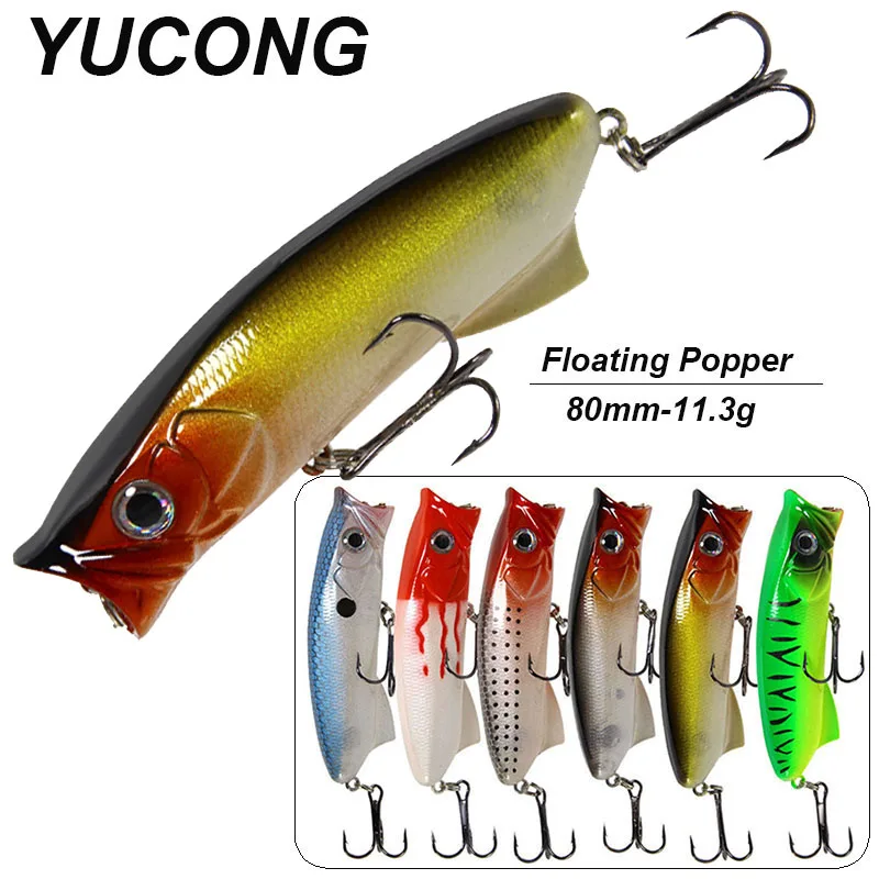 YUCONG 1PCS Topwater Popper 80mm-11.3g Bomber Fishing Lure