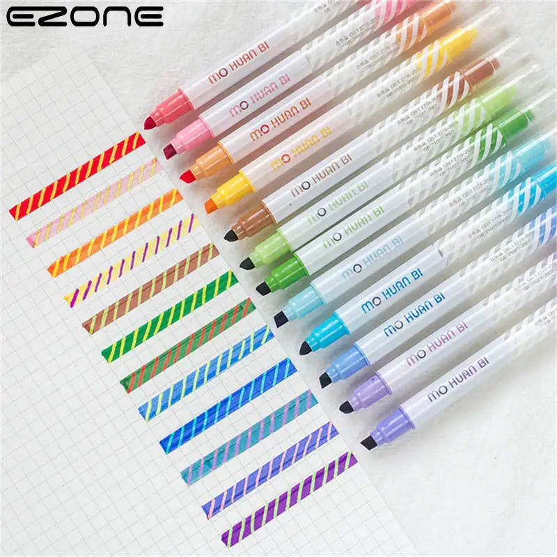 

EZONE 12PCS Magic Color Highlighter Pen Set Fluorescent Erasable Marker Liner Drawing Art Pen Stationery Office School Supply
