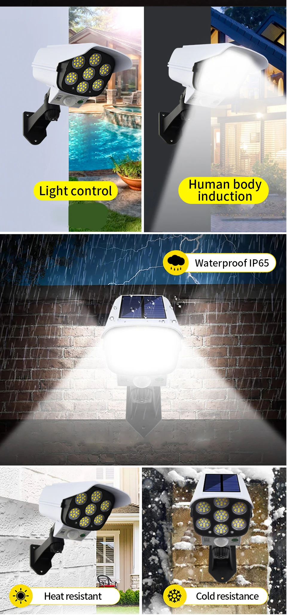 solar lights outdoor 77 LEDs Outdoor Solar Lights Motion Sensor Security Dummy Camera Wireless P65 Waterproof Solar Lamp 3 Modes for Home Garden cheap solar lights