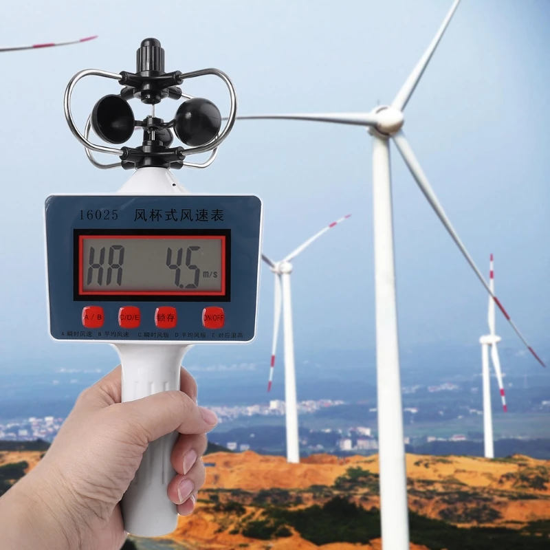 Tanie Ręczny wskaźnik prędkości wiatru anemometr cyfrowa średnia prędkość wiatru do pomiaru prędkości