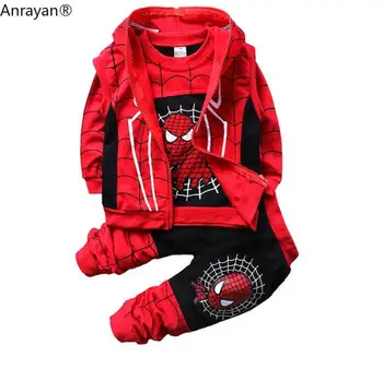 

New Cartoon Baby Boys Clothing Sets Cotton Sport Suit Boys Clothes Spring Spider Man Costumes KIds Clothes Set 3pcs/set