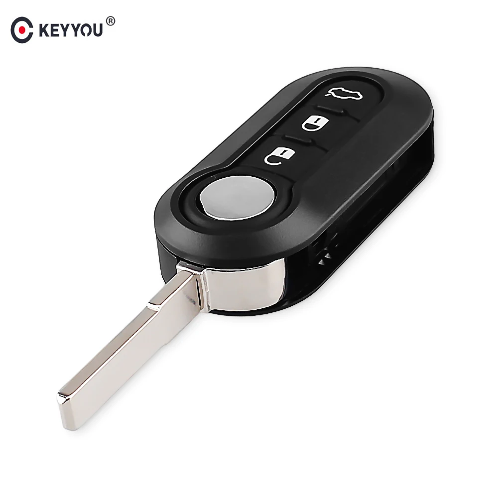 KEYYOU 10 шт. складной Автомобильный ключ с 3 кнопками и дистанционным управлением, чехол-брелок для Fiat 500 Ducato Bravo Stilo Punto Panda