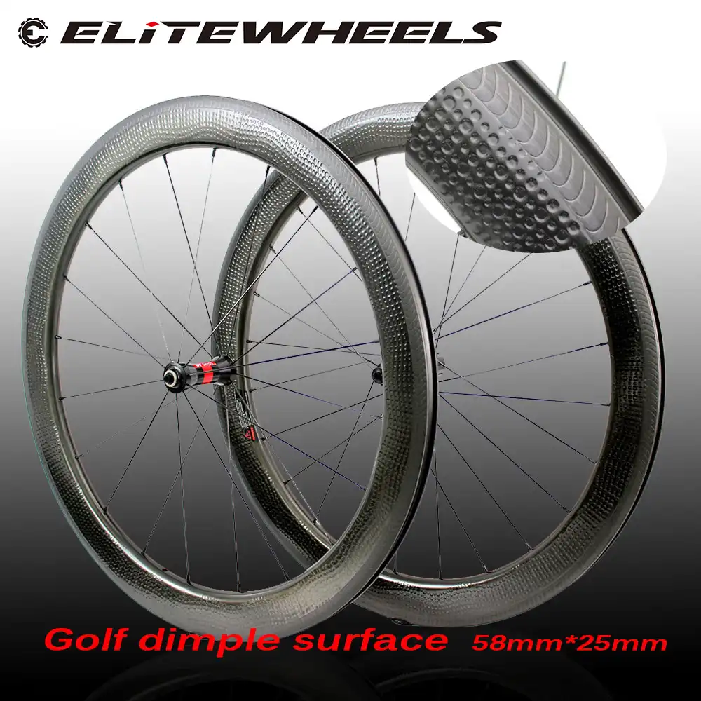 Elitewheels 700c Dimple V Brake Wheelset Carbon Road Wheels High Tg Golf Dimple Surface 58 25mm Rims Clincher Tubular Type Wheel Bicycle Wheel Aliexpress