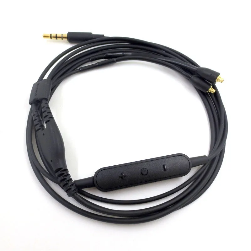 Замена аудио кабель для Shure SE215 наушники MMCX микрофон Регулятор громкости шнур управления гарнитуры провода разъем 23 AugT2 - Цвет: Черный
