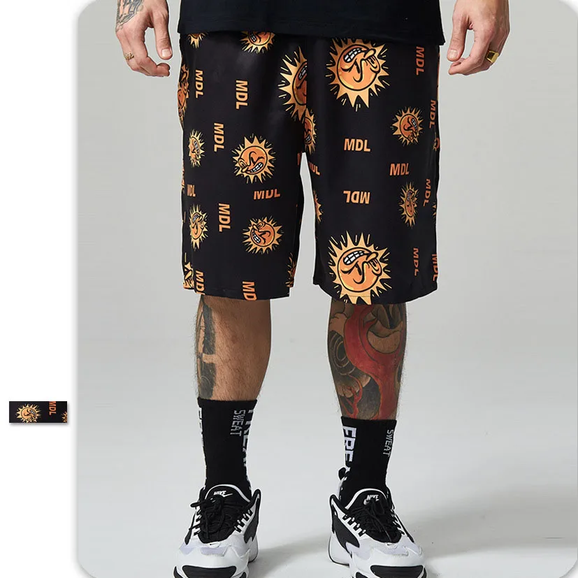 

Oversized New Shorts Men's Summer 2020 European American Shorts Men's Trendy Street Printing Loose Casual Men's Beach Pants MK03