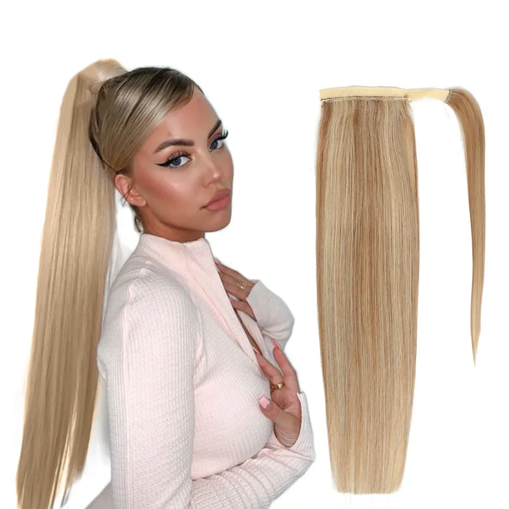 Luxy beauty Remy конский хвост человеческие волосы Бразильская машина обертывание