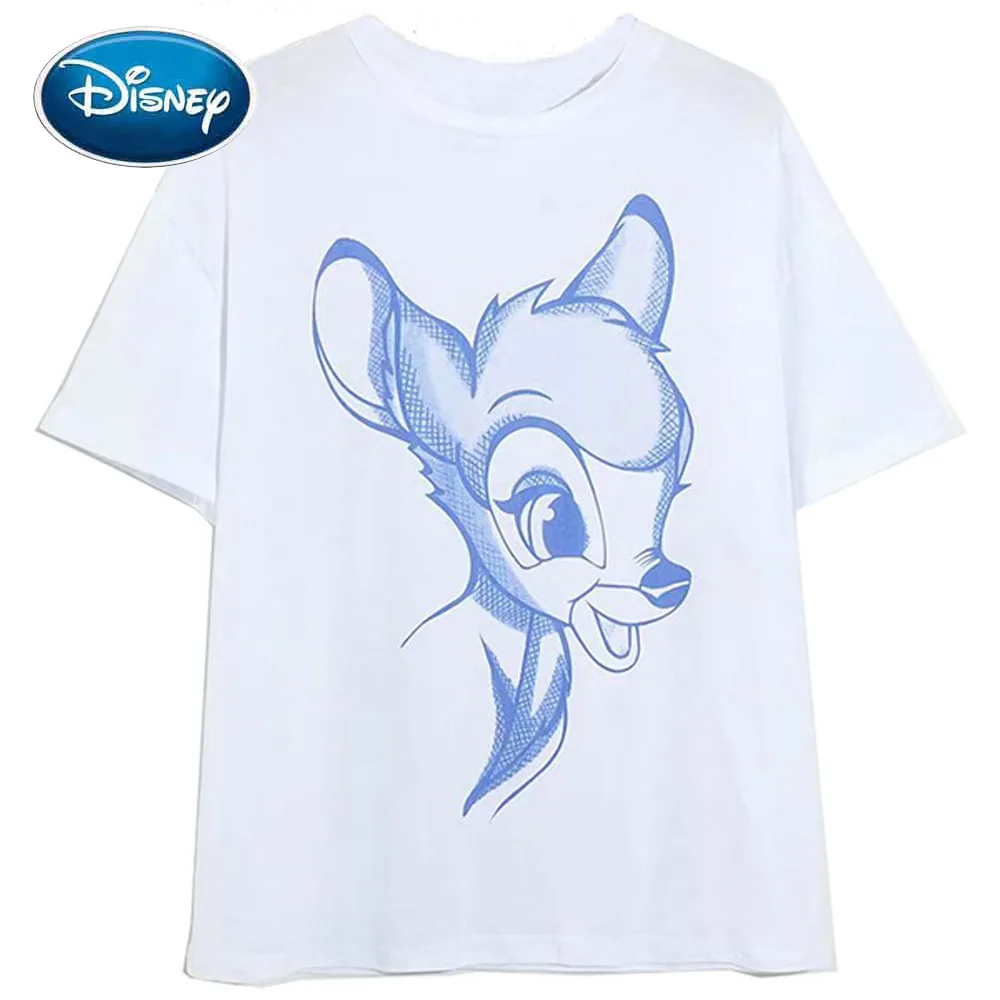 Футболка Disney Harajuku Bambi с рисунком оленя винтажная женская футболка коротким