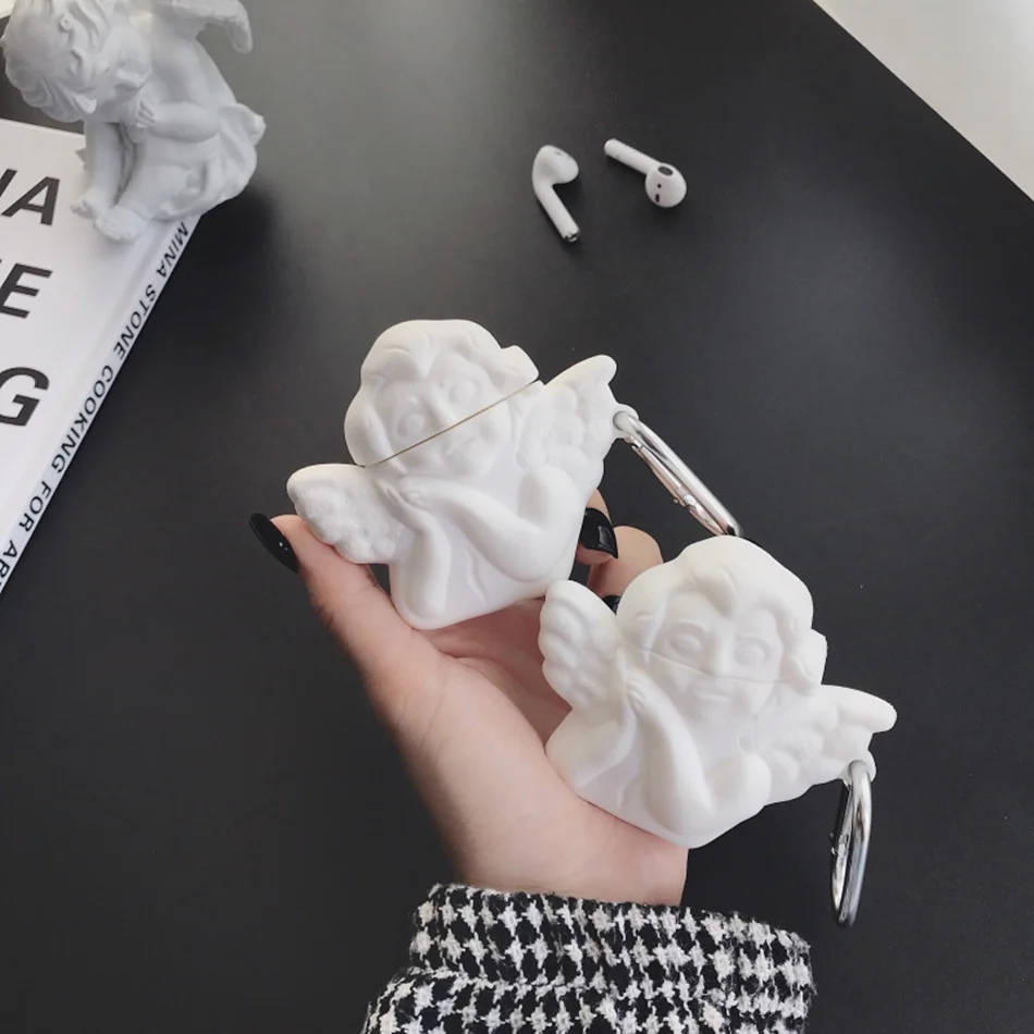 3D чехол для беспроводных наушников AirPods 2 с милым ангелом Bluetooth силиконовый