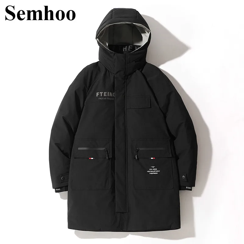 

Men's Winter Down Jackets Casual Hooded Simple Thick Warm Mid Long Section Grey Duck Down Jacket Men Fashion Trend Men Clothing
