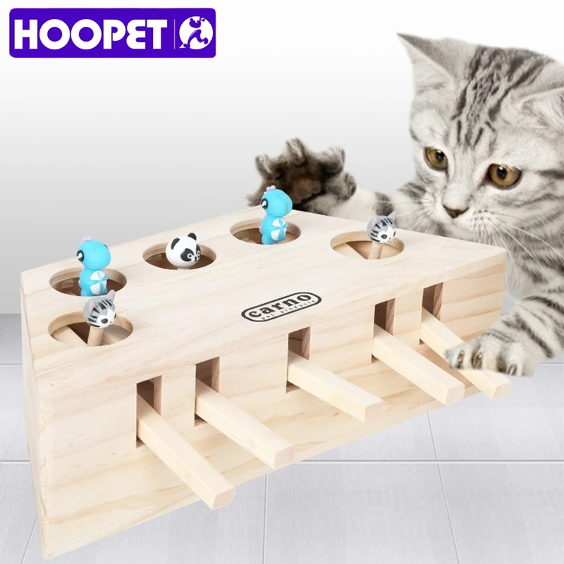 Hoopet Cat Hunt Toy Chase Mouse Solid Wooden Interactive Maze Pet Hit
