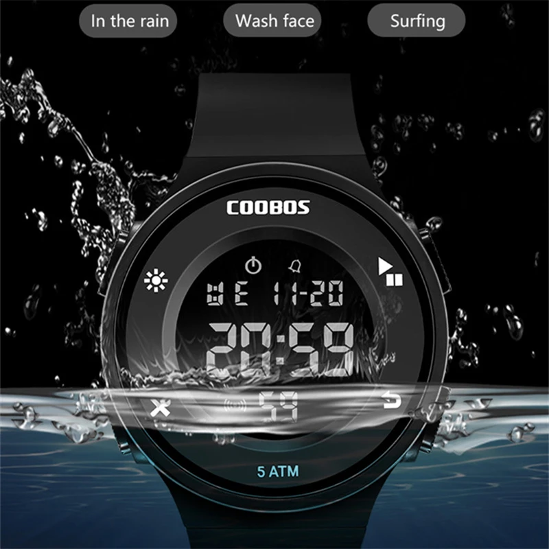 Surf плавательные часы спортивные мужские часы 50 м водонепроницаемые часы для дайвинга военные ударные Coolbos светодиодный наружные цифровые часы силиконовые